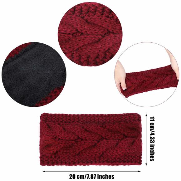 6 Pieces Womens Headbands Winter Fleece Lined Winter Ear Warmer Headband Cable🦒 - Picture 2 of 7